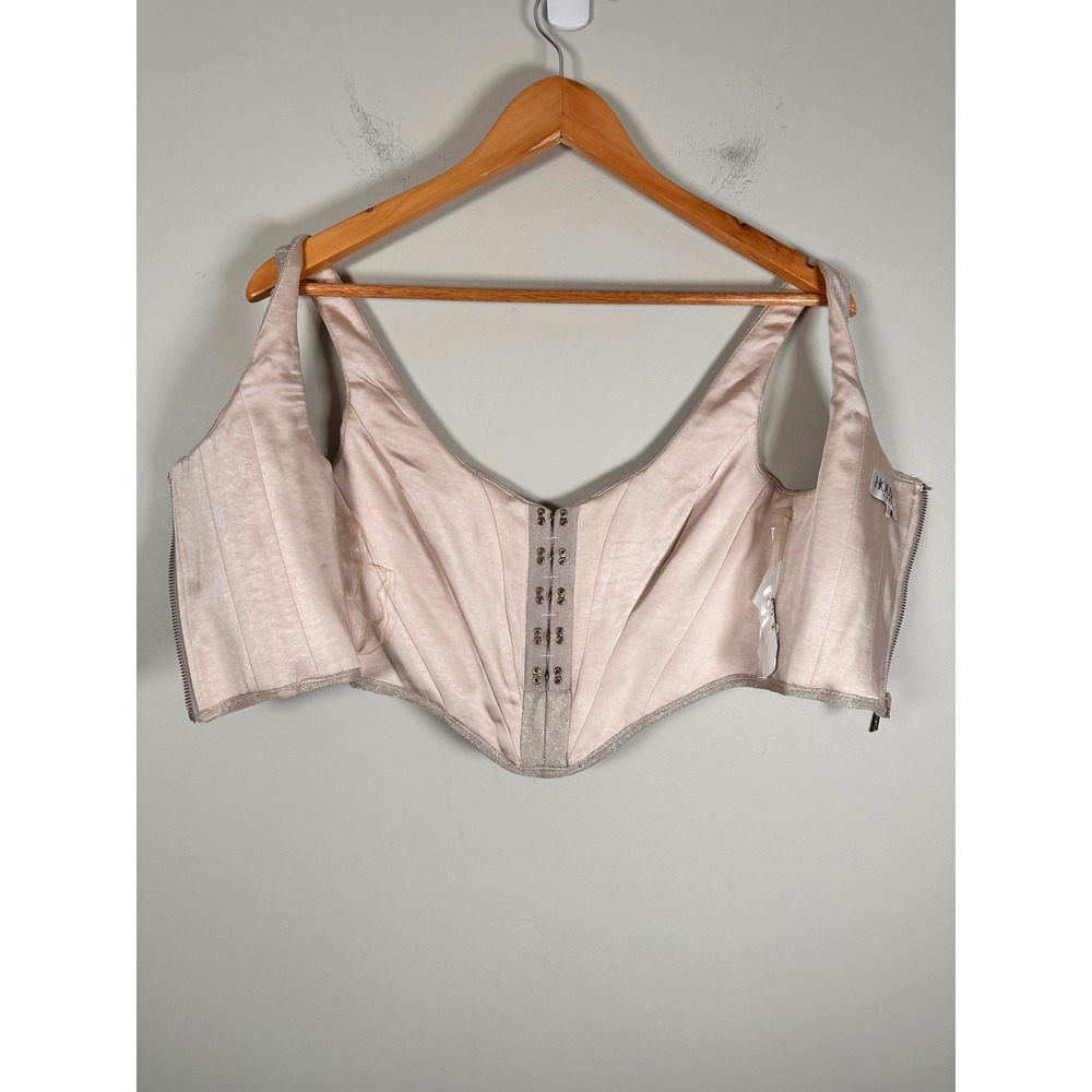 House of CB Elsa Silver Sparkle Cropped Corset Top Women XS Boned Crop SB4834 - Picture 4 of 7